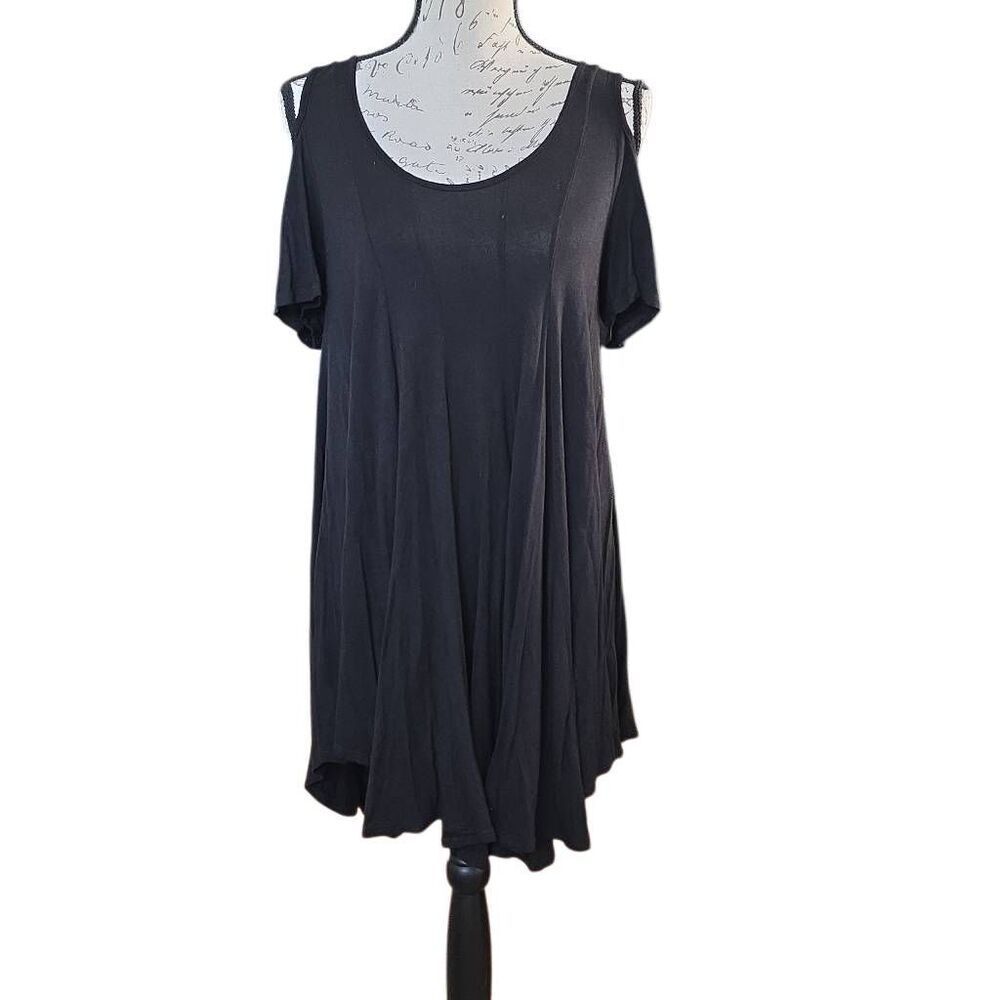 Emerald Women's Size Small Black Cold Shoulder Jersey Tank Dress